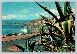Italy Avenue & Beach in GENOA Italy 4x6 Vintage Postcard 0192