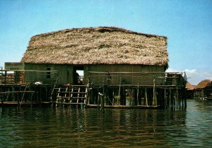 VINTAGE CONTINENTAL SIZE POSTCARD BENIN GANVIE-ONATHO'S NAUTICAL BAR