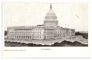 U.S. Capitol, Printed by the Blind at the C.P.I., Postcard