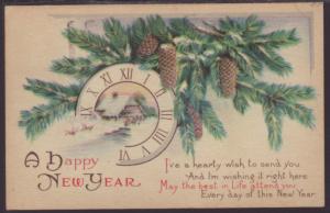 A Happy New Year,Pine Cones Postcard