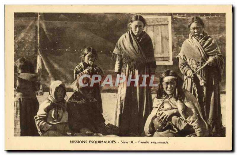 Postcard Old Missions Polar Eskimo Family Eskimo