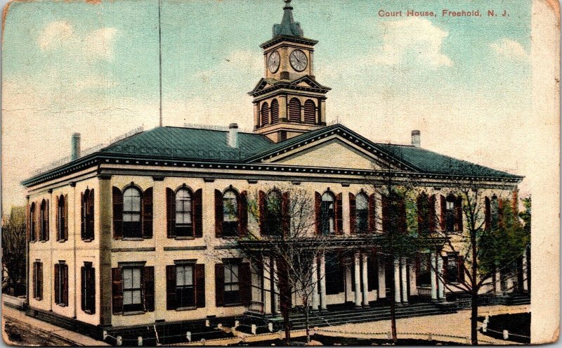 Court House Freehold New Jersey NJ Postcard Divided Back Cancel Litho Chrome PM 