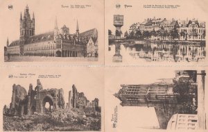 Ypres St Martins Church Cloth Halls Water Tower WW1 4x Postcard s