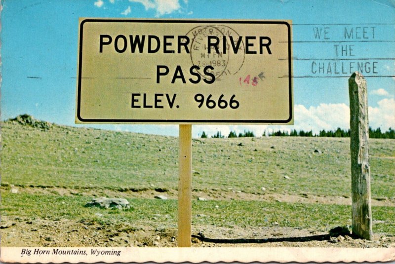 Wyoming Big Horn Mountains Powder River Pass Sign 1983