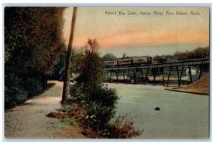 1908 Above The Dam Huron River Ann Arbor Michigan MI Antique Postcard