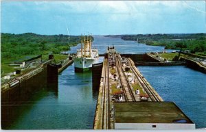 Gatun Locks Panama Canal Postcard Posted 1962