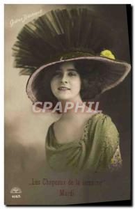 Postcard Old Fashion Woman Hat hats of the week Tuesday