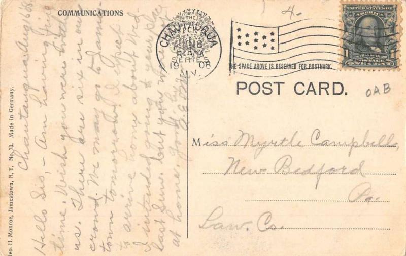 Chautauqua New York Institution Sunrise Waterfront Antique Postcard K64199