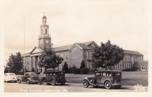 Wisconsin Longview High School Old Cars Real Photo