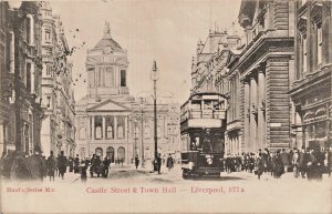 LIVERPOOL MERSEYSIDE ENGLAND~ Castle Street & Town Hall~1904 PHOTO POSTCARD