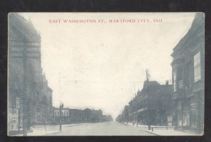 HARTFORD CITY INDIANA DOWNTOWN WASHINGTON STREET SCENE VINTAGE POSTCARD