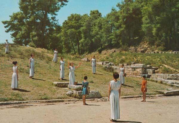 Olympia Greece Prayer Before The Lightning Ceremony Ritual Rare Greek Postcard