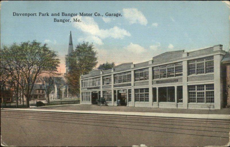 Bangor ME Motor Co Garage c1910 Postcard