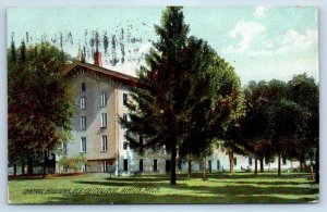 1910 Albion Michigan Vintage Postcard Central Building College Building Posted