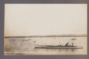 Peoria ILLINOIS RPPC 1911 ROWING BOAT RACE Patrol SPEED BOAT Canoe Race #13 IL