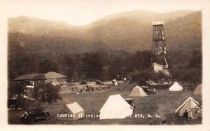 Antrim New Hampshire~Indian Head Campground~Tents~Observation Tower~1930s RPPC 