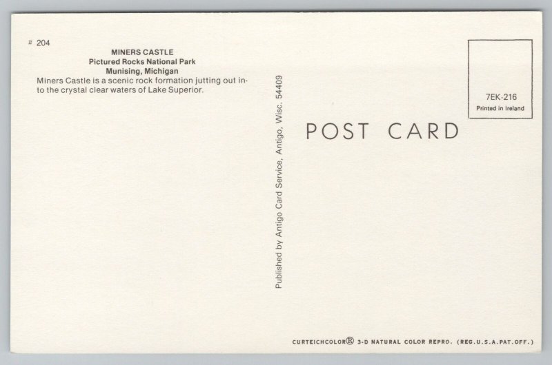 Munising MI~Miners Castle Rock Formation Pictured Rocks Park~Vintage Postcard 