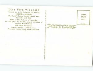 Unused Pre-1980 GAY 90'S VILLAGE INDIAN TRADING POST Sikeston Missouri MO hp0526