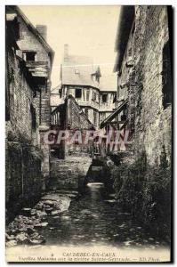 Old Postcard Caudebec en Caux Old houses on the river St. Gertrude