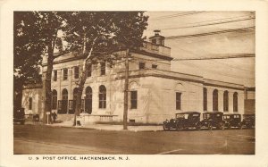 Postcard New Jersey Hackensack US Post Office automobiles Eagle 23-10420