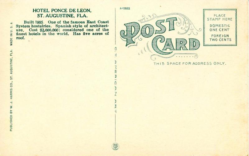 FL - St Augustine. Hotel Ponce de Leon