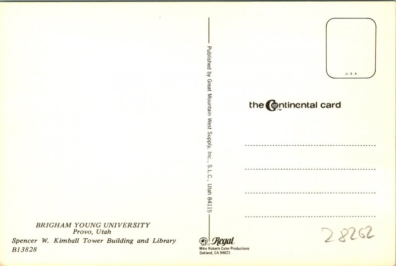 Provo UT Brigham Young University Postcard Unused (28262)
