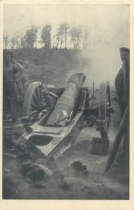 Germany World War 1914-1918 Heavy artillery cannon at the moment of firing