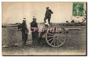 Postcard Old Army Camp Mailly Field Artillery A 75mm gun battery in action