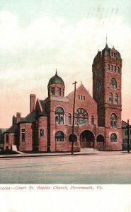 Vintage Postcard 1908 Court Street Baptist Church Parish Portsmouth Virginia VA