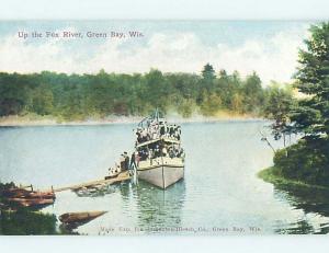 Unused Divided-Back TOUR BOAT ON THE FOX RIVER Green Bay Wisconsin WI HM6129@