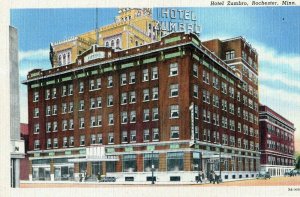 Vintage 1930s Hotel Zumbro Rochester Minnesota MN Linen Postcard