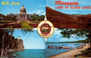 Minnesota Hello From Land Of 10,000 Lakes Multi View 1970