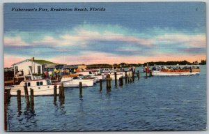 Bradenton Beach Florida 1956 Postcard Fisherman's Pier Deep Sea Fishing Boats