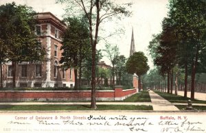Vintage Postcard 1905 Corner Of Delaware And North Streets Buffalo New York NY