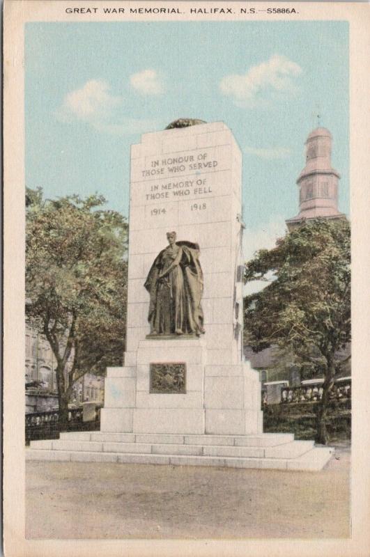 Halifax Nova Scotia NS Great War Memorial WW1 Unused Postcard E34