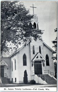 c1950s Fall Creek, WI St James Trinity Lutheran Church Chapel Christian PC A133