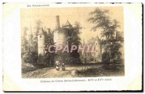 Old Postcard In Normandy Chateau Cleres