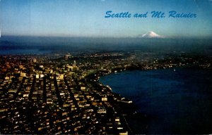 Washington Seattle View Of Waterfront and Mount Rainier 1959