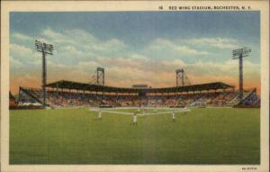 Minor League Baseball Stadium Rochester Red Wings LINEN Postcard