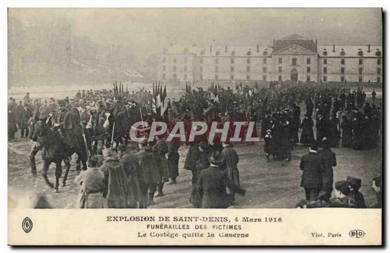 Old Postcard Explosion of Saint Denis March 4th 1916 Funerals of victims The ...