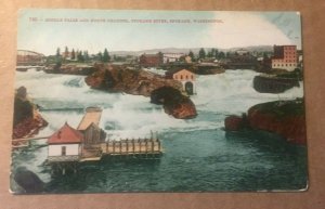 USED .01 POSTCARD MIDDLE FALLS & NORTH CHANNEL SPOKANE RIVER SPOKANE WASHINGTON