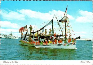 Biloxi, MS Mississippi  BLESSING OF THE FLEET Decorated Shrimp Boat 4X6 Postcard