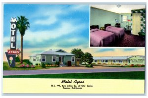 c1960's Motel Ayres Roadside Room View Fresno California CA Vintage Postcard