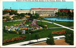 Museum Fine Arts Rose Garden Fenway Boston Massachusetts MA WB Postcard UNP VTG 