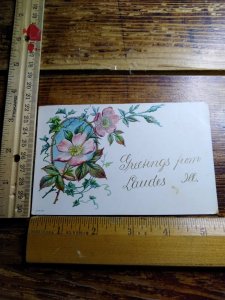 Postcard - Greetings from Laudes with Flowers Embossed Art Print