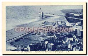 Postcard Old Treport Aerial View Casino and Jetee