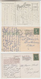 P2070  3 dif old postcard woodward ave detroit mich 2 dated 1909 stamps