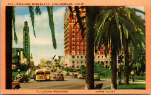 Vtg 1930 Wilshire Boulevard Bullocks Wilshire Los Angeles California CA Postcard