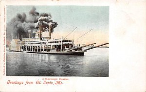 Mississippi Steamer River Steamship Greetings from St Louis Mo, USA Ferry Boa...