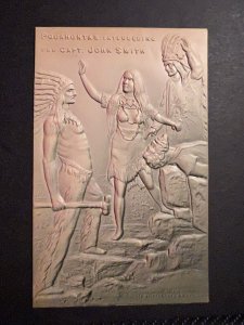 Mint USA 3D Postcard Pocahontas Native American Captain John Smith Indian
